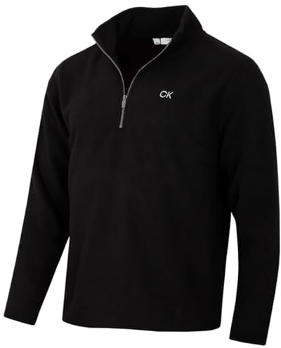 Calvin Klein Mens Polar Fleece 1/2 Zip Sweater - Black - S