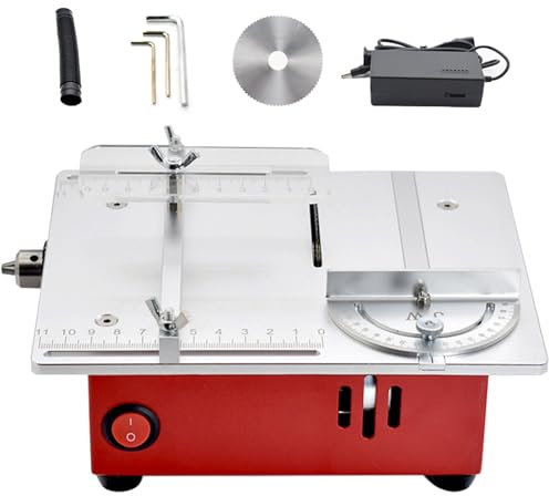 Electric Mini Table Saw, 96W Multi-Functional Table Saw with 0.1-14mm lifting range & 0-90° Angle Adjustable, 7 Speed Adjustable, Liftable Table Saw, for DIY Handmade Wooden Model Crafts Basic model