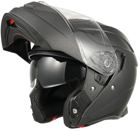 MY Motorrad Klapphelm Integralhelm 935,ECE 22.06 Zertifiziert Modular Helm mit Doppelvisier für Damen Herren (Matt Titanium, XS)