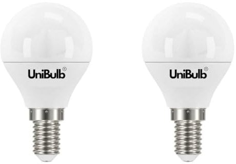 Unibulb E14 Energy Saving LED Light Bulb, Small Edison Screw (SES), 4.2W, 470lm, 40W Equivalent, Daylight 6500K, Golf Ball Bulb, P45, 220-240V, Non-Dimmable, Pack of 2
