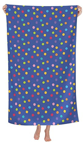Strandtuch Wunderliches Buntstift-Tupfen-Blaues Muster Leichtes Beach Towel Saugfähig Duschtuch Für Damen Picknicks Reisen 80X130Cm