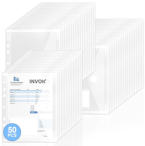 50 Stück Dokumententasche A5 Sichtertasche Dokumentenmappe Wasserdicht Sammelmappen für Dokumente Organisieren mit 7 Lochrand Klettverschluss und Etikettentasche für Dokumente Organisieren, Bürobedarf