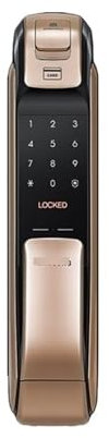 Smart Digital Fingerprint Lock Home Automatic Push Pull Handle Anti-Theft Door Electronic Password Doorlock, Compatible with Samsung SHP-DP728(Left Push from Outside)