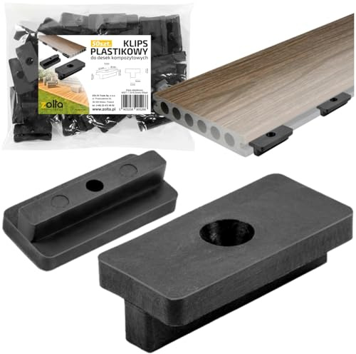 ZOLTA 50 Stück Montageclips für WPC Terrassendielen Holz Kunststoff Befestigungsclips 5,5 mm Nut Abstandhalter 6 mm unsichtbare Verlegung UV-beständig schwarz für Balkon Terrasse Unterkonstruktion