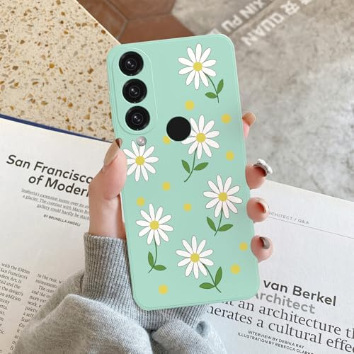 BEENTRYS Blumen Muster Handyhülle für Huawei P30 lite/nova 4E Hülle,Flüssig Silikon Aesthetic Design Niedliches Mädchen Frauen Geschenk Weich TPU Stoßfest Cover Case Schutzhülle-Mint