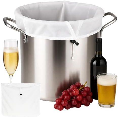 Filtrante Riutilizzabile 40x46 cm, Sacchetti Filtranti per Alimenti con Coulisse,Sacchi Filtranti per Alimenti per Birra, Vino, Latticini Vegetali, Succhi, Marmellate e caffè, Sacchetti