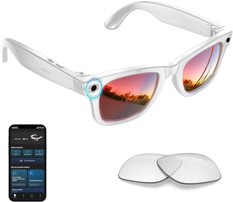 Tulbeys AI Smart Glasses with 4K HD Camera with Blue Light Blocking Lenses | 290 mAh Battery, 8MP Photography, Video Recording, Real Time Translation, GPT Object Identification