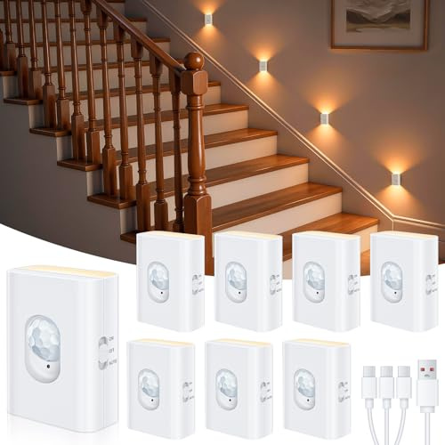WILLED LED Treppenbeleuchtung mit Bewegungsmelder,Wiederaufladbar Nachtlicht mit Bewegungsmelder Akku, 2700K Warmweiß Nachtlicht Kinder für Treppe, Flur, Küche, Schrank, Bad(8 Stück)
