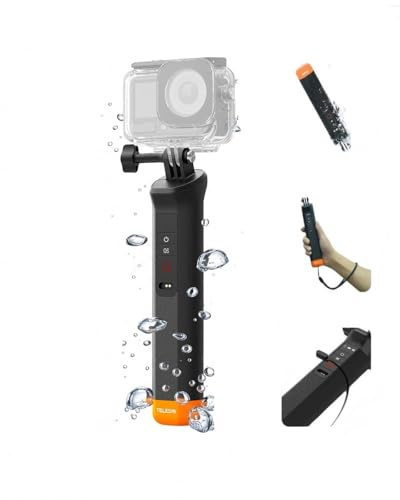 TELESIN Bluetooth-Schwimmgriff Selfie-Stick für DJI Osmo Action 6/5 Pro/4 | IP68, Schwimmendes, rutschfeste | Sicherer Griff im Wasser für DJI Osmo Action| Für Tauchen, Schnorcheln und Action-Aufnahmen