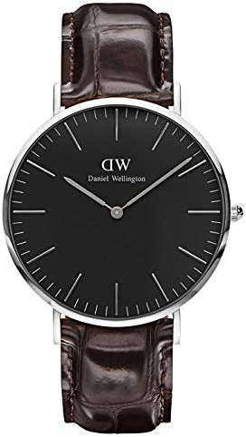 Daniel Wellington Classic York 40mm Uhr Herren, DW Klassisch Leder Silber Herren Uhr