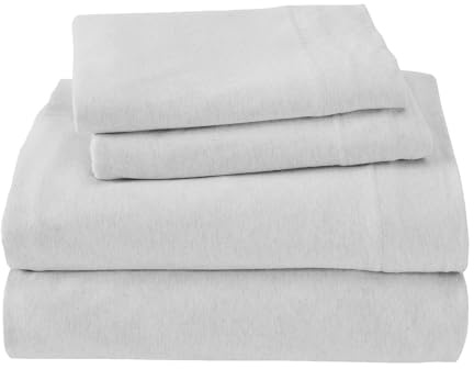 ROYALE LINENS Soft Tees Cotton Modal Jersey Knit Sheet Set, Full, Silver