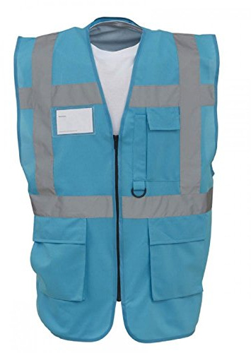 Expert Workwear Coloured Hi Vis Executive Vest High Viz Vests Zip with Pockets - 18 Colours (3XL, Sapphire Blue)