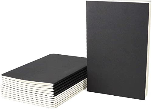 Reisetagebuch-Set mit 10 Notizbüchern für Reisende – Kraftpapier schwarz – A5 Größe – 210 mm x 140 mm – 80 linierte Seiten / 40 Blatt