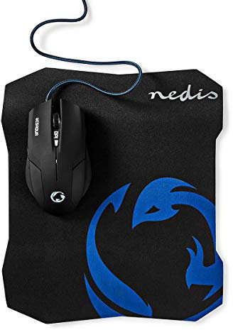 NEDIS Gaming Mouse & Mouse Pad Set - Verdrahtet - 800/1200 / 1600 DPI - Einstellbar DPI - Anzahl Knöpfe: 6 - Rechtshändig - 1.50 m - Normale Beleuchtung