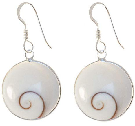 Muschel Schmuck (Ohrringe) Muschel Kreiselschnecke Operculum Shiva Eye Ohrhänger 925er Sterling-Silber Modellnummer 1176