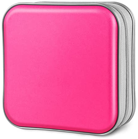Siveit CD-Hülle, 40 Kapazität CD DVD Heavy Duty Wallet Storage Organizer Halter VCD Binder Bag Album Booklet (A-Pink)