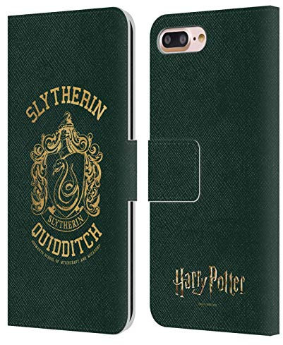 Head Case Designs Offizielle Harry Potter Slytherin Quidditch Deathly Hallows X Leder-Wallet-Hülle Kompatibel mit Apple iPhone 7 Plus/iPhone 8 Plus