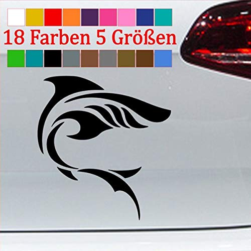 generisch Tribal weißer Hai Aufkleber Shark Sticker Kleber Tattoo Wasser Meer Fisch 70-Schwarz 6,5x6cm