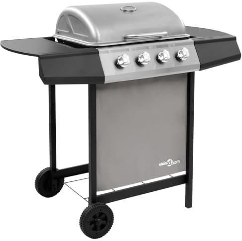 vidaXL Gasgrill mit 4 Flammen Schwarz und Silbern