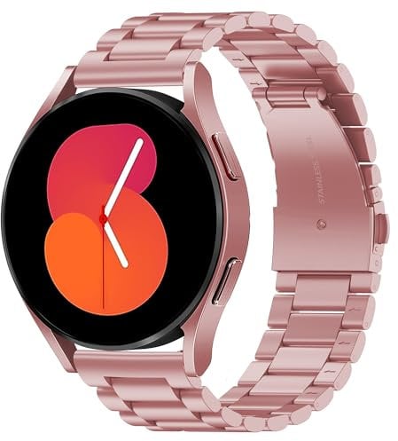 SUNDAREE Compatible con Correa Samsung Galaxy Watch 5 40MM/Watch 4 40MM/Active 2/Garmin Venu/TicWatch E3/Smartwatch GTS 4,20MM Donna Rosa Metal Acero Inoxidable Reemplazo Reloj Pulsera Repuesto Band