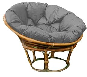 chilly pilley Coussin Rond Impermeable pour Papasan Fauteuil en Rougein Coussin De Fauteuil Jardin Coussin De Siège Matelassé avec Boucles (50cm, Gris)