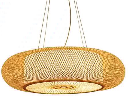 AUCF Hängelampe E27 Pendellampe,Vintage Rattan Natürlichen Bambus Wohnzimmer Hängeleuchten Esszimmer Kronleuchter, Retro Lampenschirm Beleuchtung Restaurant Licht Teestube Café Pendelleuchte(50cm)