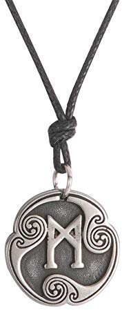 Amaxer 24 Runen Talisman Wikinger Schmuck Asatru-Halskette heidnischer Wicca-Anhänger nordische Runen Vintage nordisches Amulett verstellbare Seilkette Halskette für Männer Frauen, M, Metall