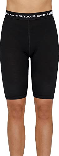 normani Damen Merino Shorts Kurze Hose Radlerhose Unterwäsche aus 100% Bio-Merinowolle Sporthose Unterziehhose - Panties aus Merinowolle - Ultraleichter Base Layer Farbe Schwarz Größe L