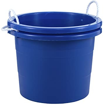 United Solutions Easy-Access Storage Rope Handle Tub, 19 Gallon, Blue, 2 Count (TU0335)
