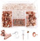 AIEX 465pcs Clear Push Pins Set, Metal & Plastic Pushpins Clips Thumb Tacks and Push Pins for Cork Board Bulletin Board Wall 5 Styles Office Supplies (Rose Gold)