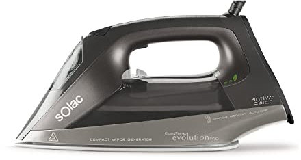 Solac - Plancha de vapor Easy Temp EVO Pro 2400W | Multifunción (ECO+TURBO+AUTO) | Centro Planchado Compacto | Autocontrol System Antical Antigoteo | 45g/min Vapor Continuo | Suela Cerámica