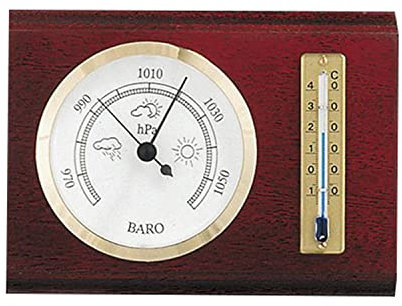 SELVA Barometer, Thermometer, mechanisch, analog, 155 x 115 mm, rechteckig, made in Germany, Farbe:Mahagoni