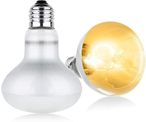 vsshe Schildkröte Wärmelampe,2 Stück 100W UVA Reptilien Wärmelampe E27 Dimmbar 220V Heizlampe Terrarium Vollspektrum Sonnenlampe Heizung für Schildkröte Schlange Eidechse Kakadu Chamäleon usw