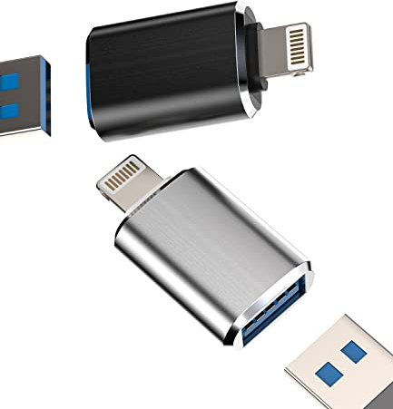 CJJ0115ipogt2piPhone OTG Adapter Lightning Stecker auf USB Buchse Dongle (2 Stück) für 14 13 11 12 Pro Max Xr X Xs 8 7 Se Plus Apple iPadAir KameraKartenleser USB Flash Drive Mouse Tastatur Hub
