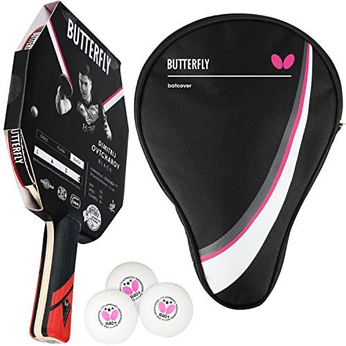 Butterfly® Dimitrij Ovtcharov Black Tischtennisschläger | Eva-Technologie | ITTF zertifizierter Wakaba Belag 2,1mm Schwamm |Tischtennis Racket Bat TT Profi Schläger für fortgeschrittene Spieler