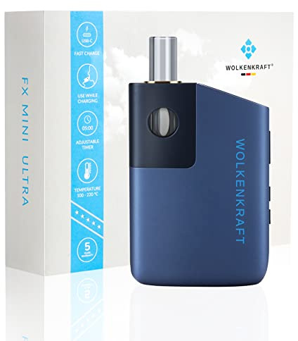 WOLKENKRAFT FX MINI ULTRA Premium Vaporizer *Nachtblau* | Für Kräuter & Extrakte | USB-C | magnetisches Mundstück | Titankammer | 100 - 220 °C | 3 - 5 Min. Timer | 100% Konvektion