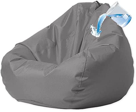 Outdoor Waterproof Bean Bag Cover (No Filler) Garden Beach Swimming Pool Floating Beanbag Pouf Chair Oxford Kids Adults(Gray,L-D80cm-cover)