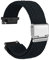 WOCCI 18mm Gewebtes Nylon Uhrenarmband für Damen und Herren, Schnellverschluss, Verstellbare Silberne Schnalle (Schwarz)