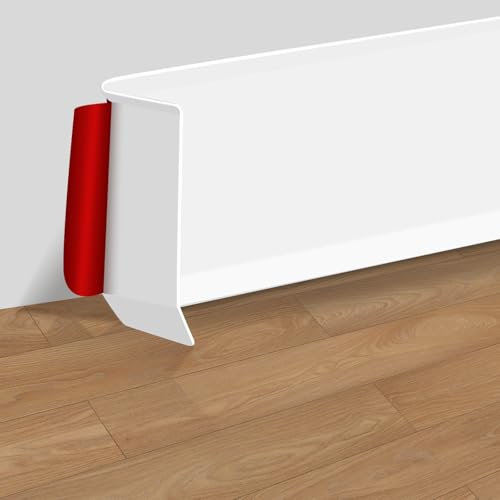Vinyl Self-Adhesive Skirting Board, 12M Peel and Stick Baseboard Trim, Flexible Skirting Board 10cm Wide Wall Baseboard Molding Trim For Floor Wall Base and More (White-10 cm(W) x 12 M(L))
