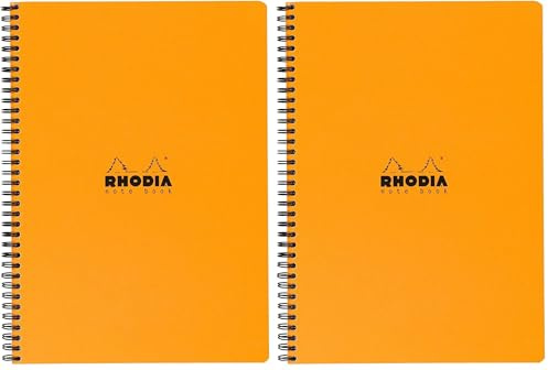 Rhodia 193108C - Spiral Notebook (Full Binding) Notebook Orange - A4+ - Lined - 160 Detachable Pages - Clairefontaine Paper 80 g/m - Soft and Resistant Coated Card Cover - Classic (Pack of 2)