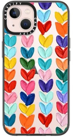 CASETiFY Compact iPhone 13 Case [2X Military Grade Drop Tested / 4ft Drop Protection] - Clear Polka Daub Hearts - Clear Black