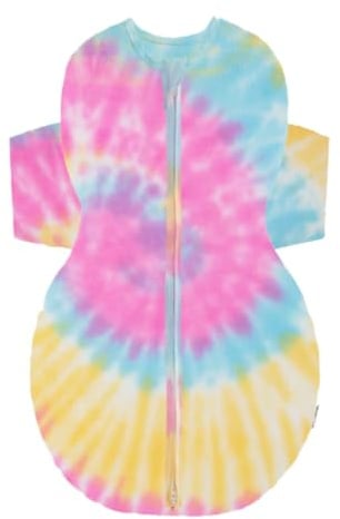 happiest baby SNOO Schlafsack – 100% Bio-Baumwolle Baby Wickeldecke – von Ärzten entworfen fördert gesunde Hüftentwicklung (Batik-Regenbogen, M)