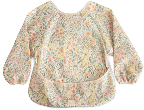 mushie Ärmellätzchen Baby Langarm | Wasserdichtes Lätzchen mit Ärmeln für Kleinkinder | Verstellbare Passform für 6-24 Monate | Farbe: Pastel Blooms