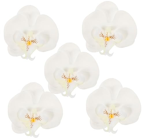 STOBOK 5 Stück Künstliche Orchideenköpfe Orchidee Künstlich Selbstgemacht Phalaenopsis Köpfe aus Seidenblume Wiederverwendbar für Haar und Kleidungsdekoration