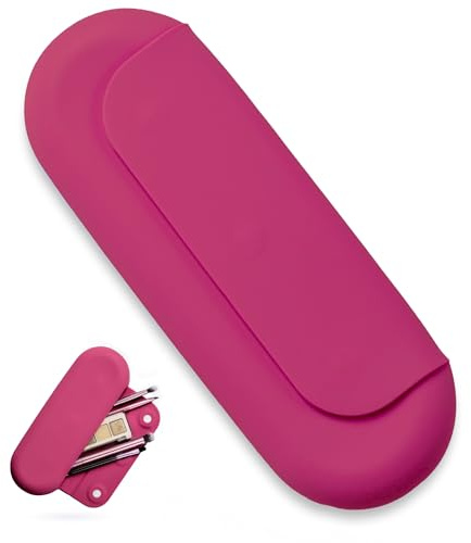 ACCTA Silicone Makeup Brush Holder, Silicone Makeup Pouch, Soft Makeup Case with Magnetic Closure, Rose Red, Cool Contemporary Silicone Makeup Brush Holder for Youth Teens