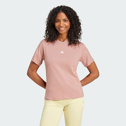 Adidas Damen Essentials SMALL Logo Cotton T-Shirt, warm Clay/White, M