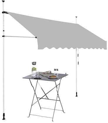 Markise balkon ohne bohren Klemmmarkise,Sichtschutz balkon Einstellbar Terrassenmarkise mit Handkurbel,UV-beständig,Wetterfest Markise für Balkon Garten Terrasse ( Color : Light grey , Size : 350cm )