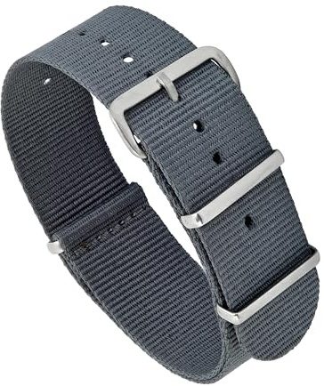 Vintage Time Watches Graues Uhrenarmband im NATO-Stil, Militär, Armee, Edelstahl, Nylon, 18 mm, 20 mm, 22 mm, 24 mm, 20 mm, Nylon, Kein Edelstein
