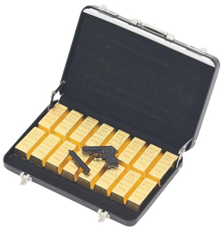 Fdit Miniatur-Puppenhaus-Gepäcknachbildung aus Aluminiumlegierung mit Goldbarren, Exquisites Design, Tolle Geschenkidee