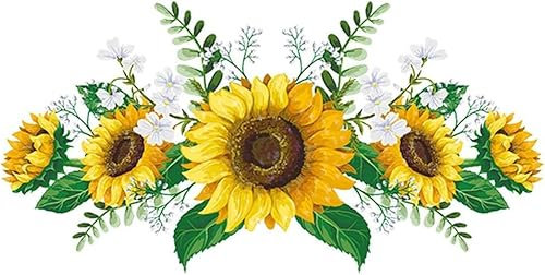 Jinshining Sunflower Wall Stickers - Peel and Stick Yellow Sunflower Decor, Removable Waterproof Wall Decals for Living Room, Bath, Treatments and Supplies